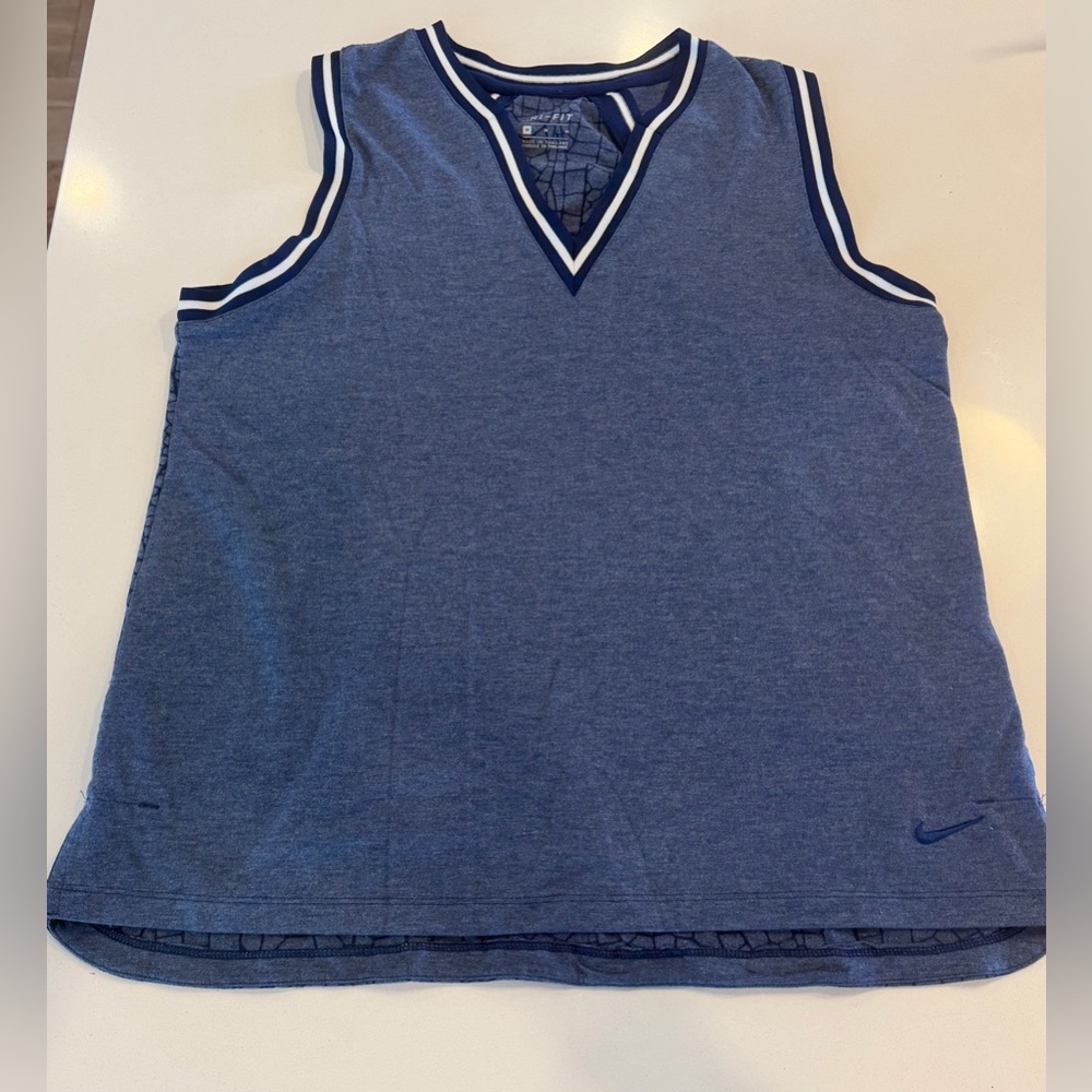 Nike Dri-FIT Women's Sleeveless Golf Shirt V-Neck blue medium